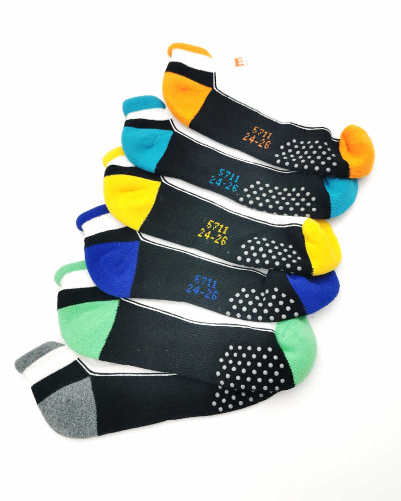 三跟船形止滑氣墊單車運動襪-< 6雙入混色特惠組 >