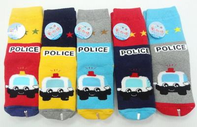 魔術長毛巾襪(小警車) (止滑)