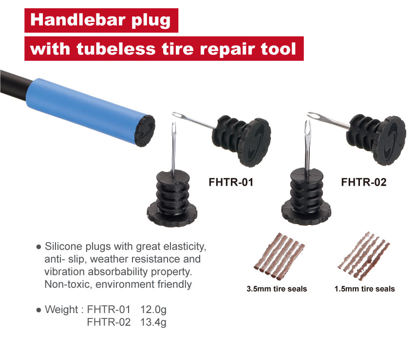 Handlebar plug with tubeless tire repair tool