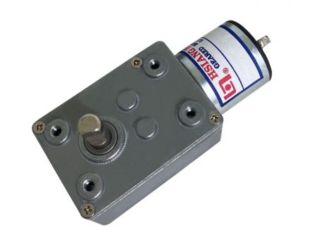 低轉速蝸桿蝸輪 46mm 外徑搭配 25mm 直流馬達可客製出力軸方向